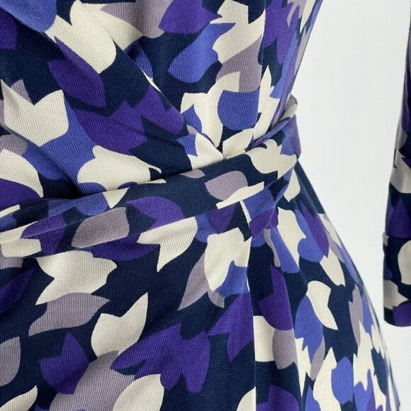 DVF Diane Von Furstenberg New Julian Two Purple Abstract True Wrap Dress Medium - Picture 5 of 11